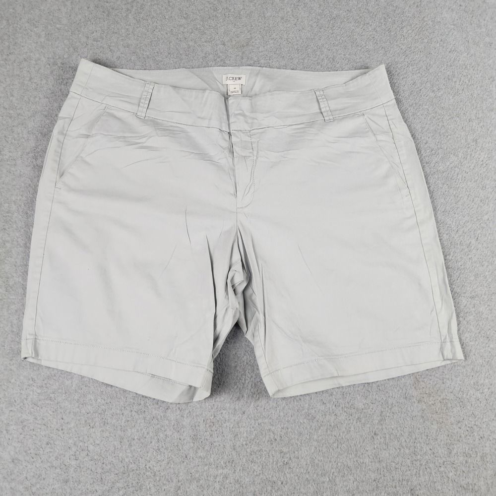 J.Crew Chino Shorts Womens 16 Gray Stretch High Waisted Classic Fit 8" Inseam